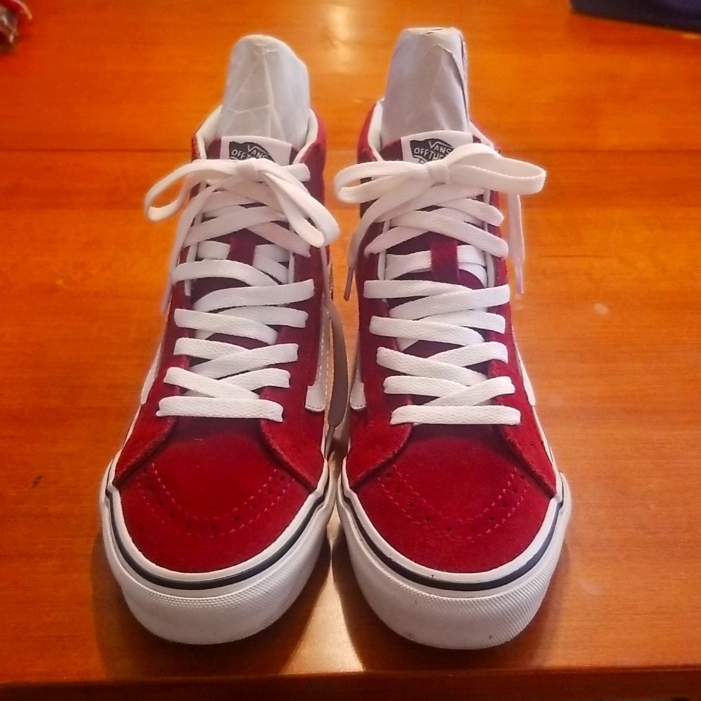 Van's high top dark red suede/canvas skate shoe